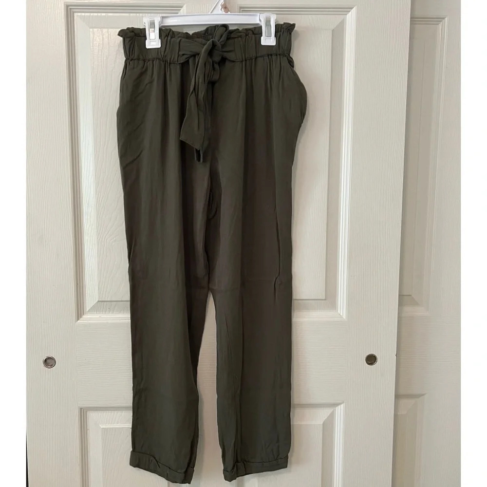 🛍️Joe Benbasset Womens Drawstring High Waist Paperbag Army Trouser Pants XS‎